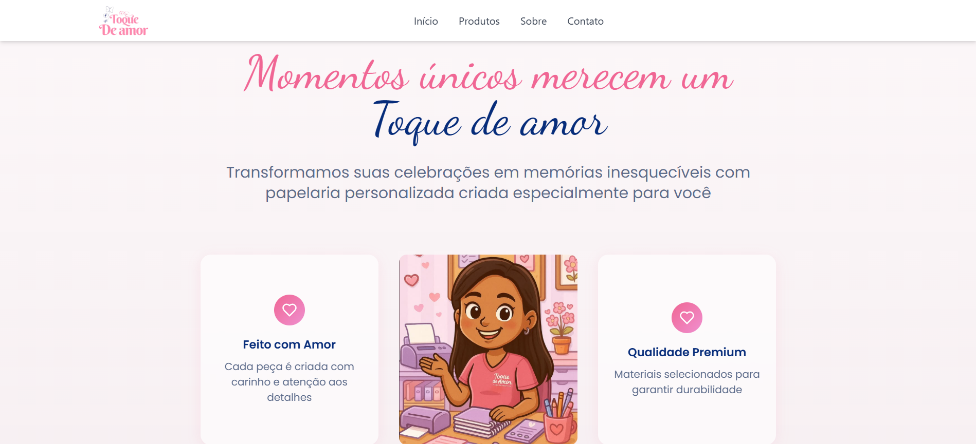 Projeto Toque de Amor - Landing page